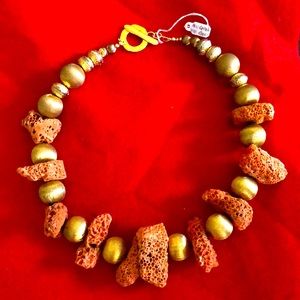 Coral and gold necklace